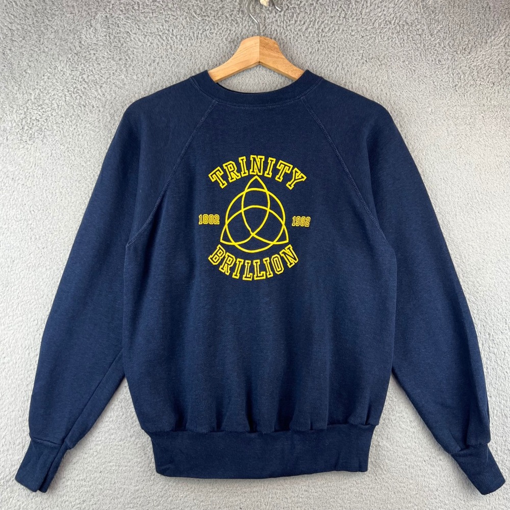 Vintage 80s Trinity Brillion Navy Blue Raglan Sweatshirt Made in USA Small